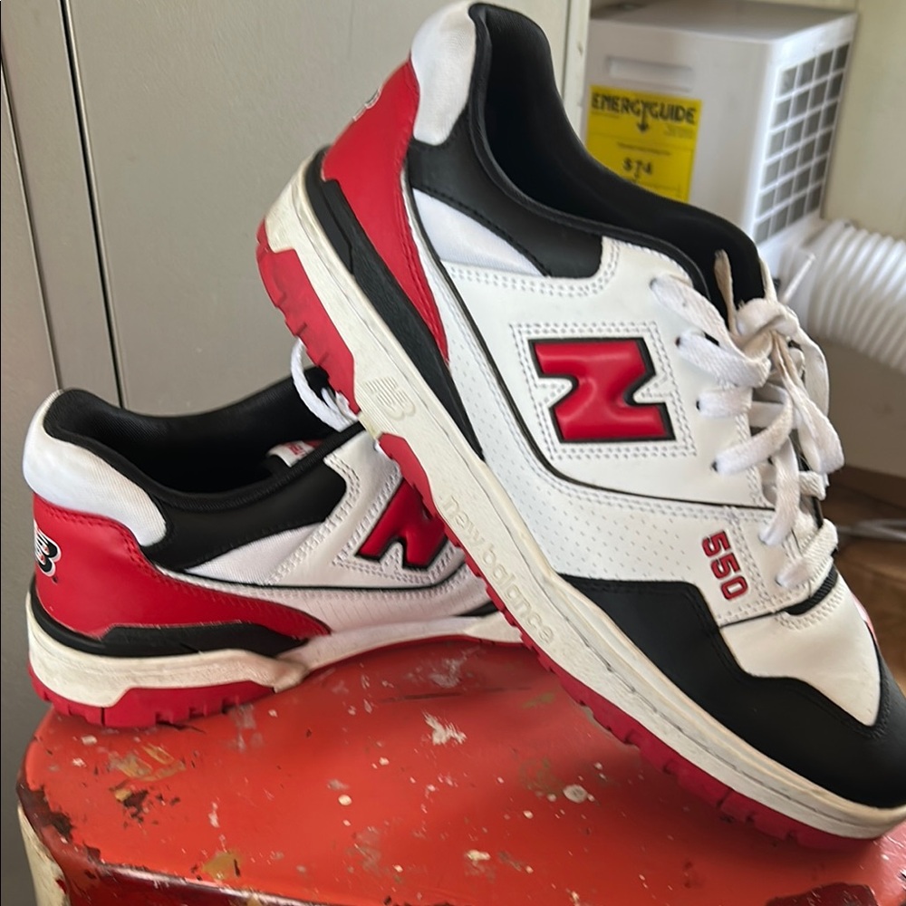New Balance Red and Black Heritage Sneakers